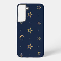 Navy Night Sky with Stars and Moon Pattern