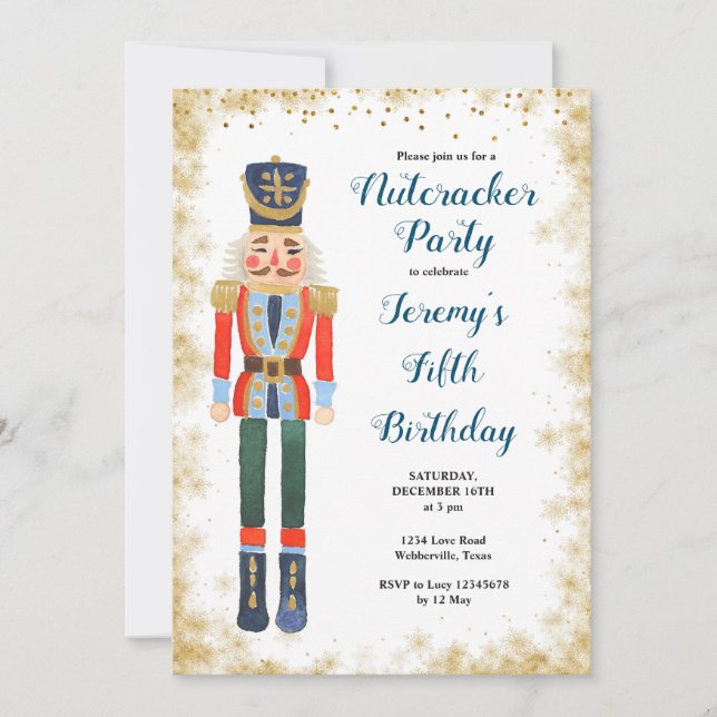 Navy Nutcracker Winter Birthday Boy Invitation (Front)
