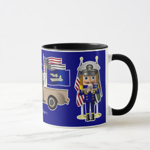 Navy Nutcracker with Little Military Truck Mug
