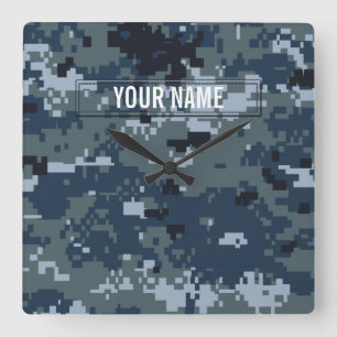 Navy NWU Camouflage Customizable Square Wall Clock