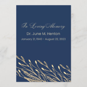 Navy Olive Leaf 2 Funeral Memorial Program