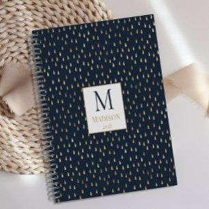 Navy Or Monogramme Moderne Tendance Goutte de Plui