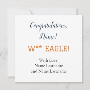 NAVY, ORANGE Auburn, Alabama Carte Cadeau Personna