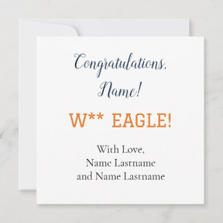NAVY, ORANGE Auburn,Alabama Personalized Gift Card