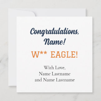 NAVY, ORANGE Auburn,Alabama Personalized Gift Card
