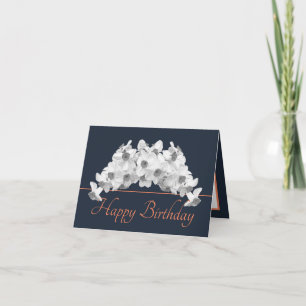 Navy Orange Bouquet White Daffodils Happy Birthday Card