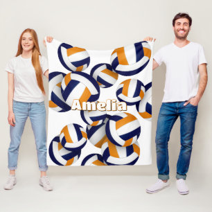 navy orange club colours volleyball room decor fleece blanket