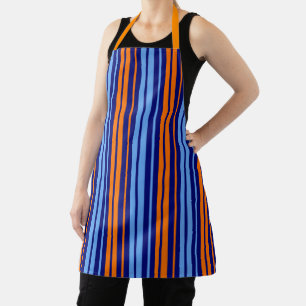 Navy Orange Cyan Vertical Stripes Design   Apron