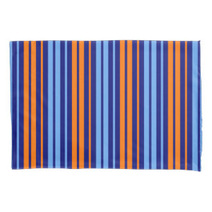 Navy Orange Cyan Vertical Stripes Design   Pillowcase