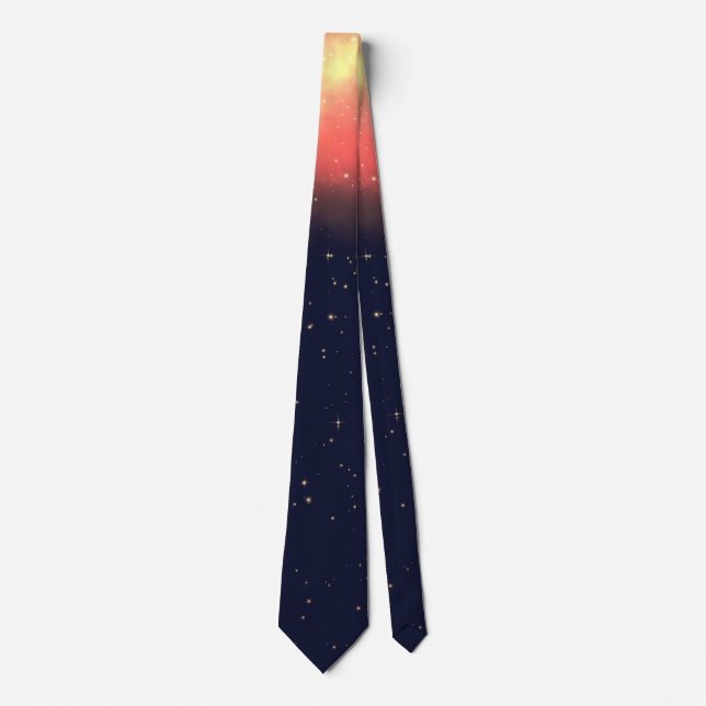 Navy Orange Nightsky milkyway,  stars, night Tie (Front)