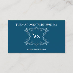 Navy Orientalist Ornament Business Card