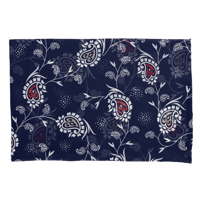 Navy Paisley: Elegant Pattern Design. Pillowcase (Front)