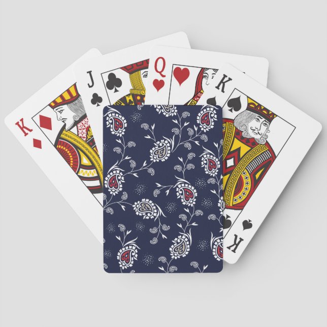 Navy Paisley: Elegant Pattern Design. Playing Cards (Back)