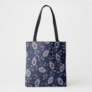 Navy Paisley: Elegant Pattern Design. Tote Bag