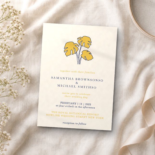 Navy Palm Botanic Tropical Invitation (Creator Uploaded)