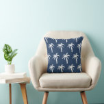 Navy Palm Tree Throw Pillow | Preppy Tropical<br><div class="desc">Bring a fresh, preppy touch to your space with this navy palm tree throw pillow. Featuring a navy background with a playful white palm tree pattern, this design captures a relaxed coastal vibe with a clean, modern look. Perfect for layering into dorm rooms, bedrooms, or beach house decor, this pillow...</div>