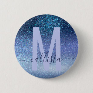 Navy Pastel Blue Triple Glitter Ombre Gradient 2 Inch Round Button