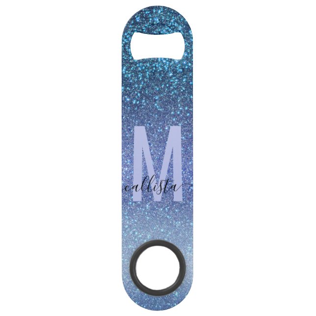 Navy Pastel Blue Triple Glitter Ombre Gradient Bar Key (Front)