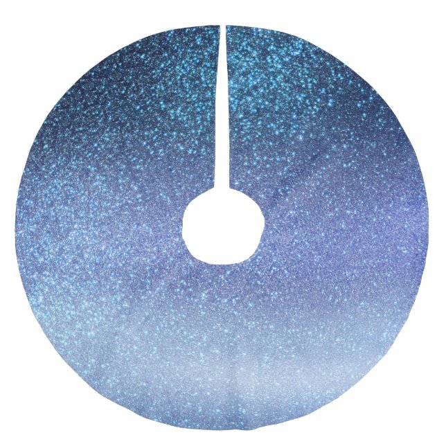 Navy Pastel Blue Triple Glitter Ombre Gradient Brushed Polyester Tree Skirt (Front)
