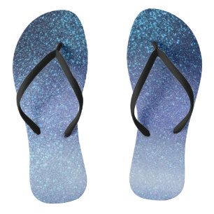 Navy Pastel Blue Triple Glitter Ombre Gradient Flip Flops