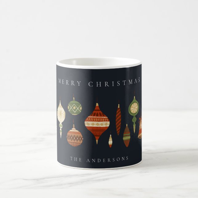 NAVY PASTEL RED GREEN STAR CHIRSTMAS ORNAMENTS COFFEE MUG (Center)