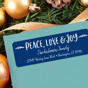 Navy Peace Love Joy Modern Typography Custom Name
