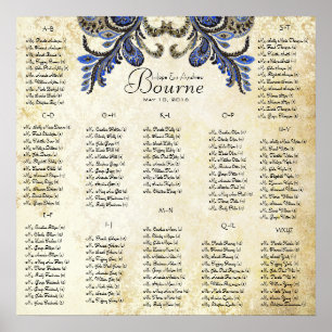 Navy Peacock  - 100 to 150 guests - alphabetical Poster