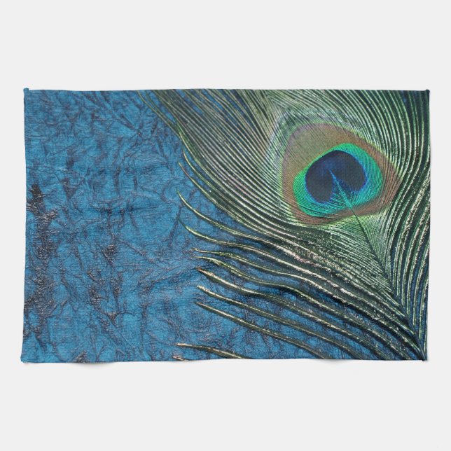 Navy Peacock Kitchen Towel (Horizontal)