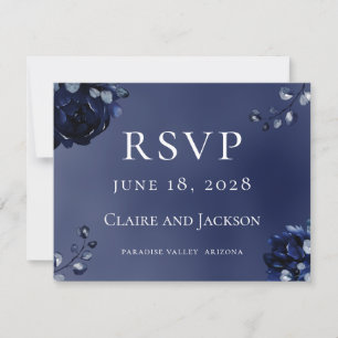 Navy Peony Assembly RSVP Mail Back Card