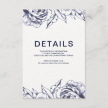 Navy Peony Simple Information Card