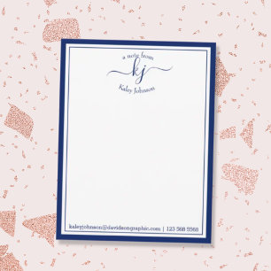 Navy Personalized   From The Desk Of Note Card