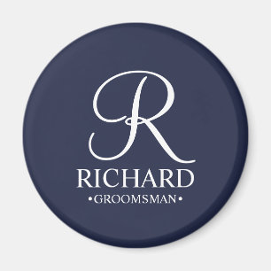 Navy Personalized Groomsman's Name and Monogram Magnet