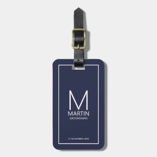 Navy Personalized Monogram and Name Groomsmen Luggage Tag