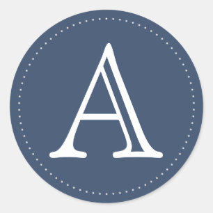 Navy Personalized Monogram Round Stickers