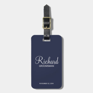 Navy Personalized Name and Monogram Groomsman Luggage Tag