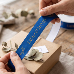 Navy Personalized Wedding Gift Ribbon Satin Ribbon