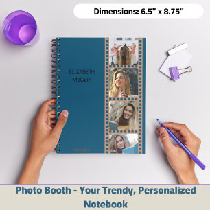 Navy Photo Booth - Trendy Modern Personalized  Notebook