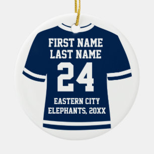 Navy Photo Football Soccer Hockey Sports Jersey Ceramic Ornament