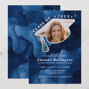 Navy Photo Graduation Party Invitation