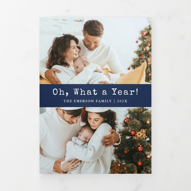 Navy Photo Holiday Trifold Card (Cover)