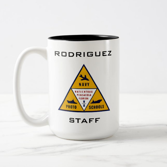 NAVY PHOTO SCHOOL IN COLOR Two-Tone COFFEE MUG (Left)