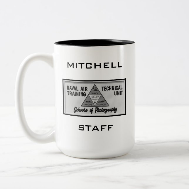 Navy Photo School-Sign #1 Two-Tone Mug, 15 oz Coffee Mug (Left)