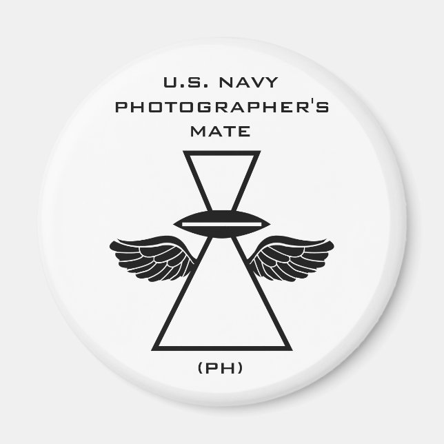 NAVY PHOTOGRAPHER IFGA WITH WINGS ROUND MAGNET (Front)