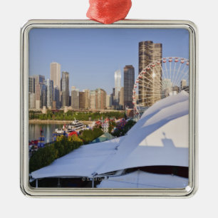 Navy Pier and Downtown Chicago Metal Ornament