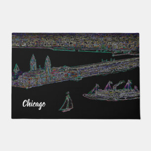 Navy Pier Chicago 1920's neon Art Windy City Doormat