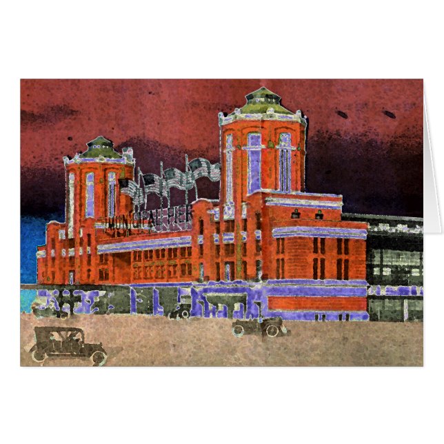 Navy Pier Chicago 1920's Watercolor Art Windy City (Front Horizontal)