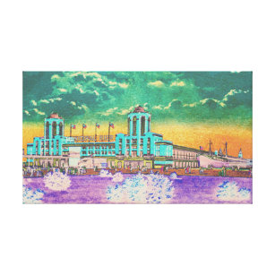 Navy Pier Chicago 1920's Watercolor Art Windy City Canvas Print