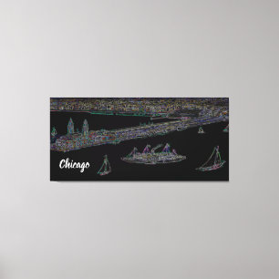 Navy Pier From Lake Chicago 1920's neon Art Canvas Print