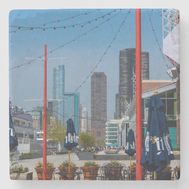 Navy Pier Lines Stone Coaster (Front)