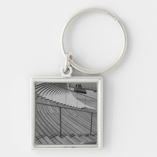 Navy Pier Stairs Grayscale Keychain (Front)